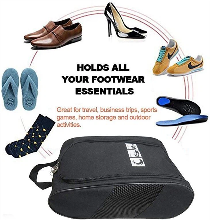 Waterproof Shoe Tote Packing Storage Organizer With Zipper Closure
